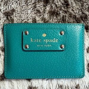 Kate Spade Turquoise Card Holder with Gold Details
